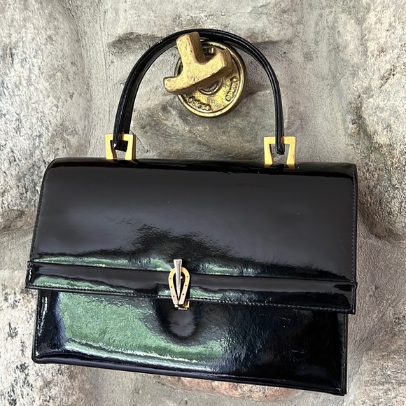 Vintage 1960s classic / mid central modern patent leather box purse - Picture 11 of 11